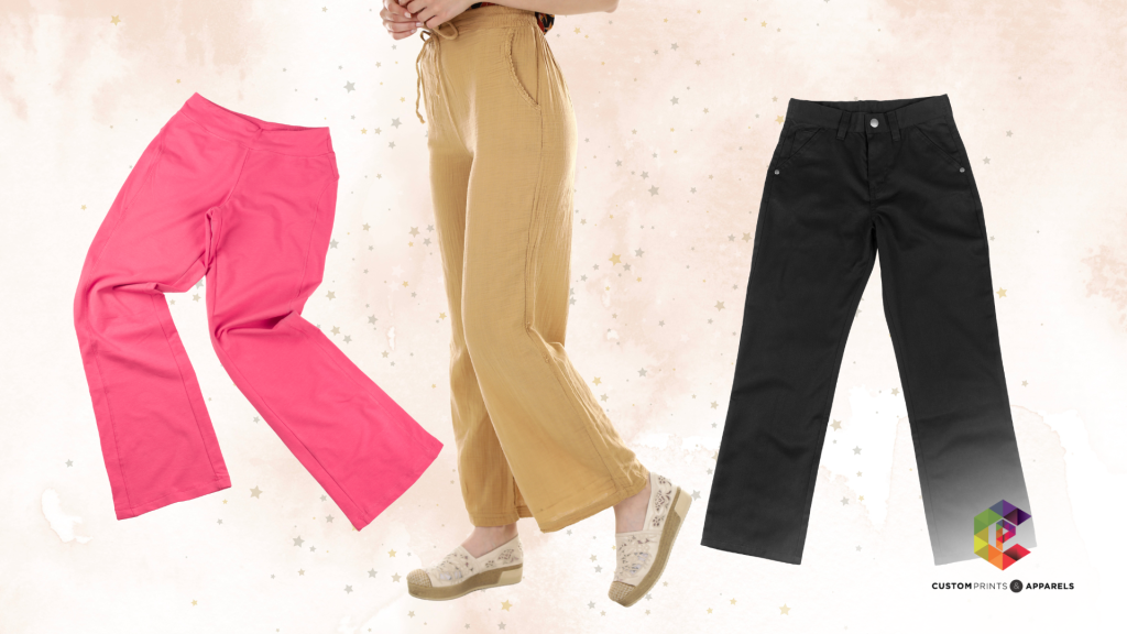 3 different colours of pants